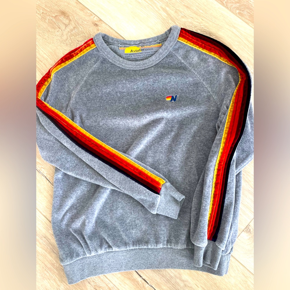 Aviator nation, velvet stripe sweatshirt